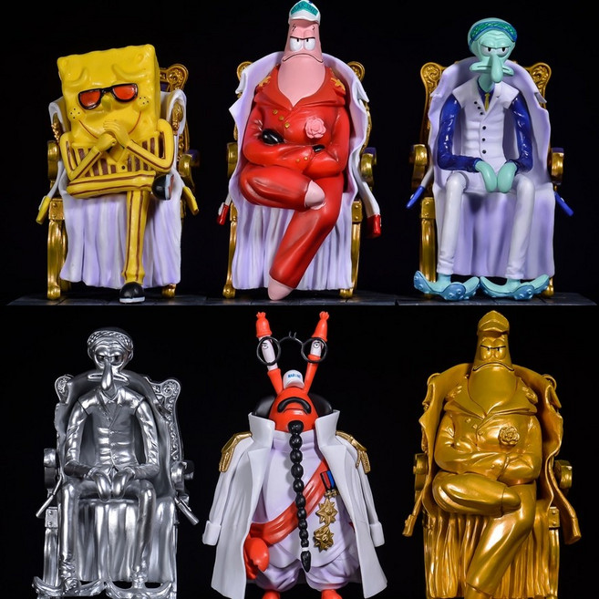 원피스 GK 해군 삼대장 스폰지밥 고퀄리티 피규어 뚱이 징징이 집게사장, 1개