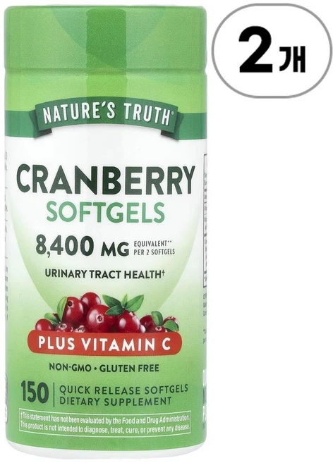 네이처스 트루스 크랜베리 플러스 비타민 C Nature's Truth Cranberry Softgels Plus Vitamin C 150정, 2개 - 쿠팡