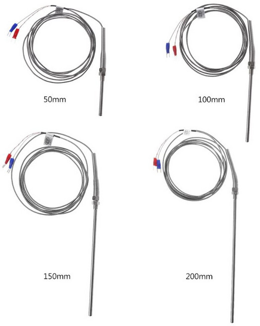 타입 열전대 스테인레스 스틸 프로브 100MM 200MM 2M 케이블 와이어 길이 400C 온도 센서, [01] 50mm, 50mm, 1개