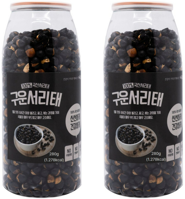 가족곳간 1+1 국산 볶은서리태 검정콩 뻥튀기 건강간식 다이어트과자, 280g, 2개