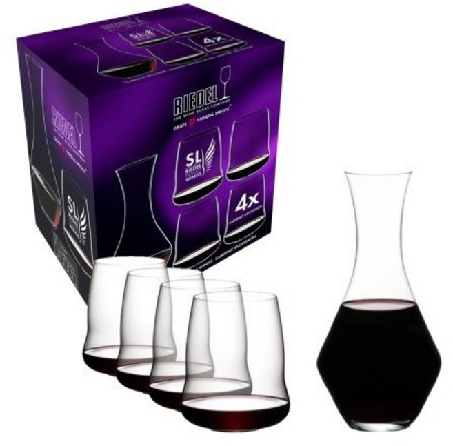 리델 SL 스템리스 윙스 카베르네 소비뇽 4p + 디캔터 메를로 세트 5789/30, 1세트