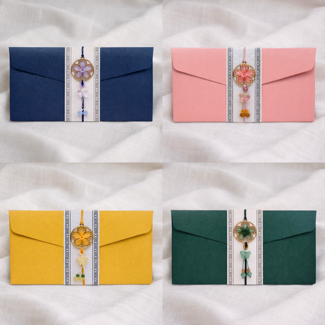 WM 전통 용돈봉투 4종 세트 명절 세뱃돈 감사 봉투 선물용, 1개, 혼합색상 4종 세트