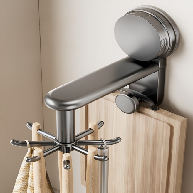 다온리빙 접착식 회전 조리도구걸이, 1개, 그레이