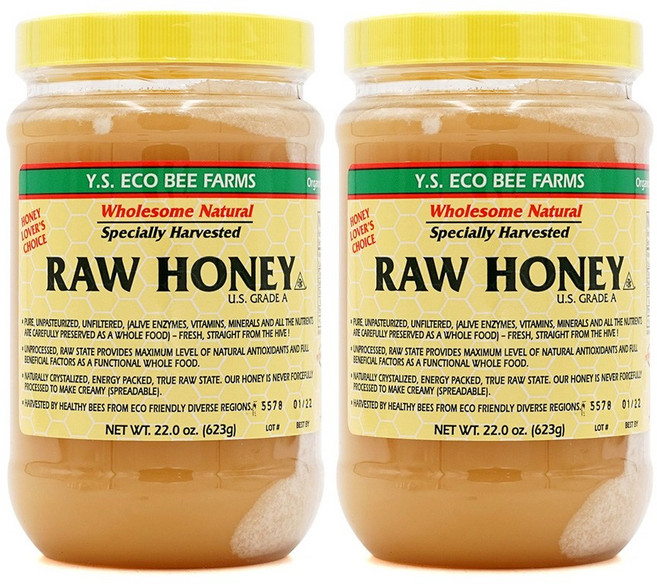 YS Eco Bee Farms Raw Honey 와이에스 에코 비 팜 로우 허니 벌꿀 623g 2팩, 2개