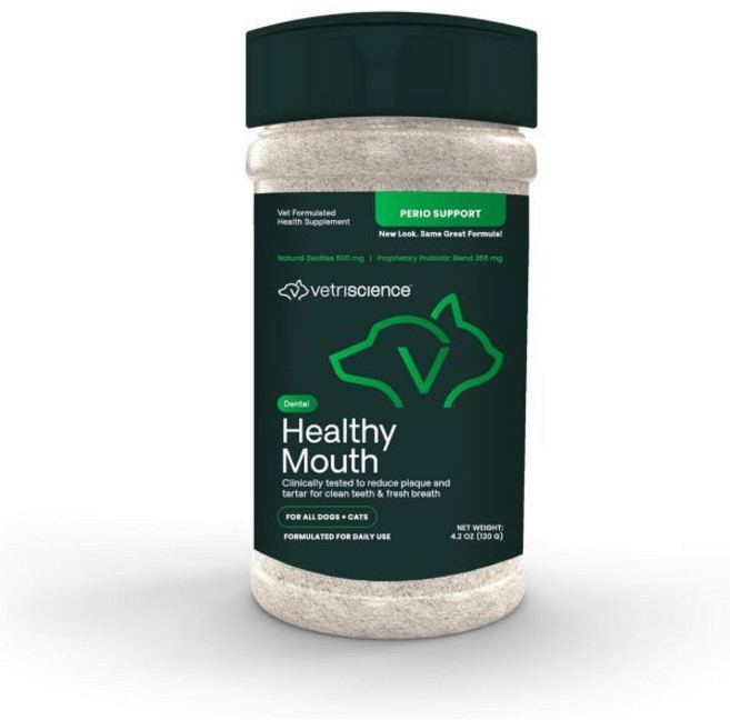 베트리사이언스 구강 개 치 파우더 소형 중형 대형 품종 위 페리오 서포트 임상 테스트 프레셴 브레스 대조 플라크 치석 4.2온스, 4.2 Ounce (Pack of 1), 1개