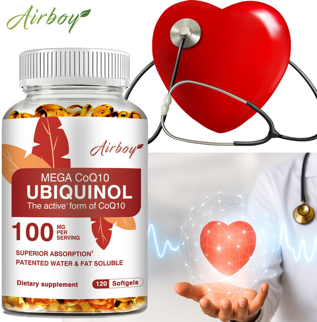 유비퀴놀 CoQ10 100mg - 비타민 C 함유 - 심장 및 심혈관 건강 지원, 1개, 120정