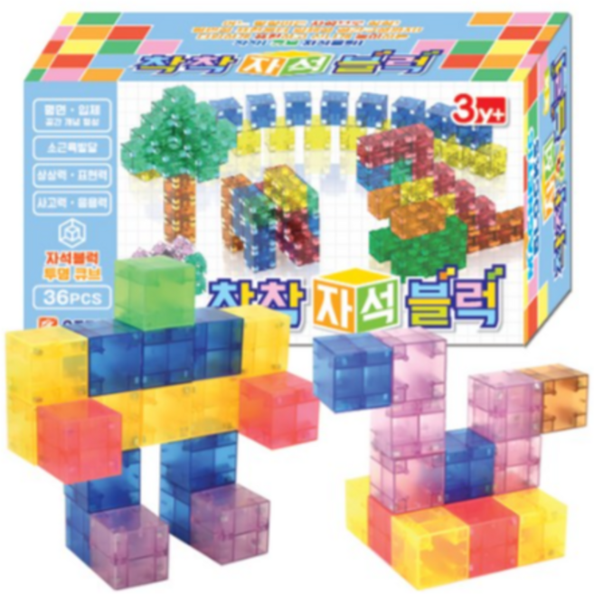 오즈토이 착착 자석 빌딩 큐브 블록 투명 oz-5001 36p, COLOR MIX, 4세트