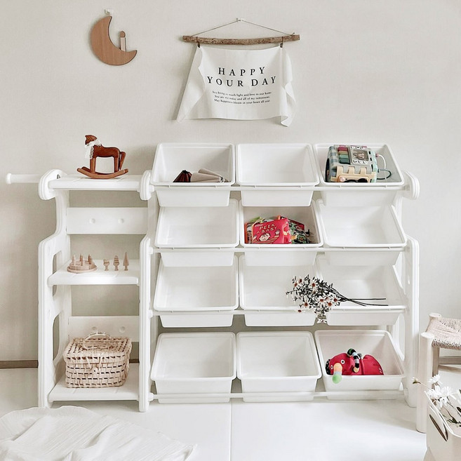 루나스토리 에코 장난감 정리함 책장 정리대 H 기저귀 레고 인형 아이방 정리, 화이트
