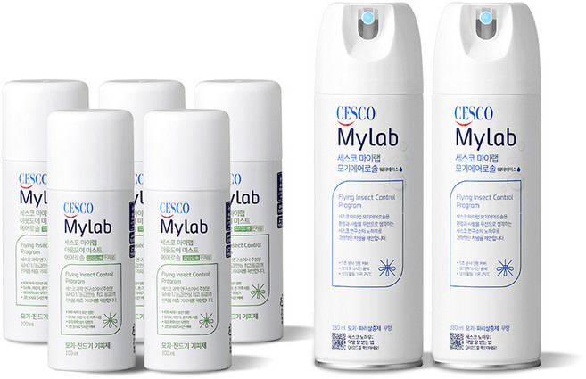 세스코 마이랩 아웃도어미스트 (모기기피제) 100ml 5개 + 모기 에어로솔 워터베이스 무향 (모기약) 330ml 2개, 1개