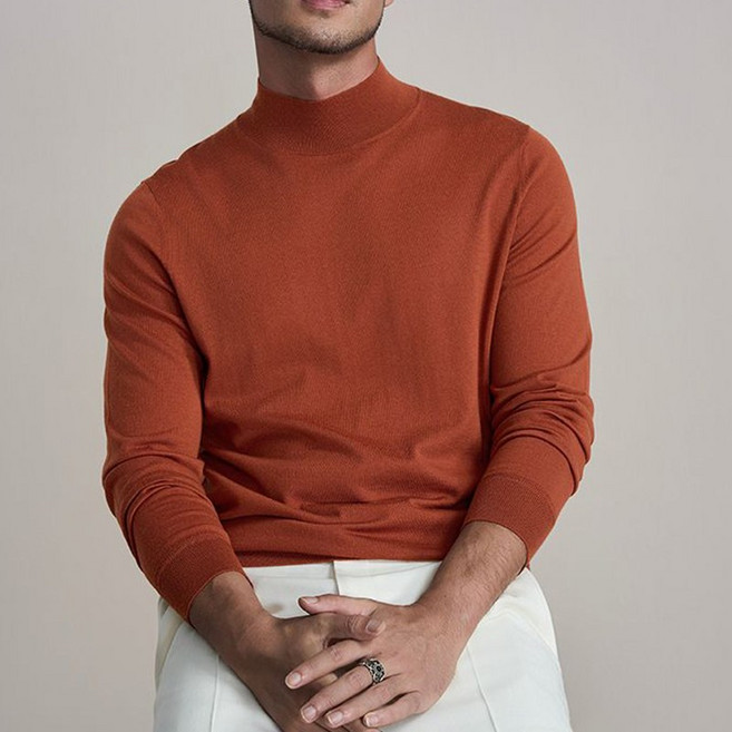 남성용 폴라 니트 스웨터 가을 겨울 캐주얼 코디 얇은 이너 니트 슬림핏 데일리 상의 LJX