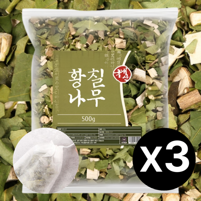 100% 국내산 자연산 황칠나무 가지 잎 차 깨끗하게 말린 건재, 3개, 500g