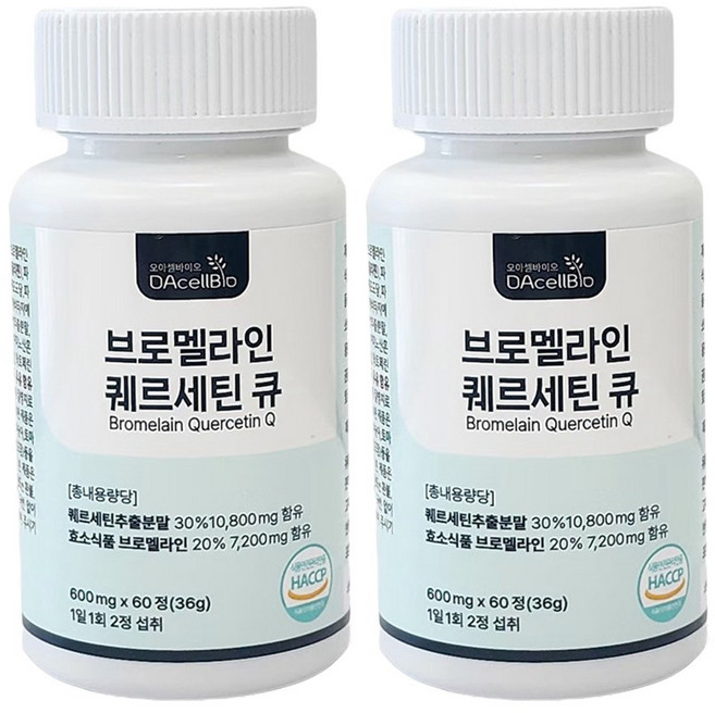 오아셀바이오 브로멜라인 퀘르세틴 큐, 2개, 60정