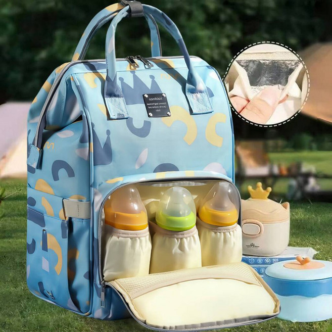 엄마 육아 백팩 방수 기저귀가방 다용도 가벼운, 블루색