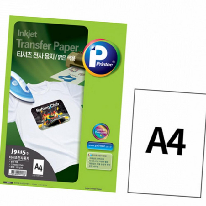 (올핀) 애니라벨 밝은티셔츠 전사용지 J9115-5 A4 / 5매/116g - 권 (1개입)