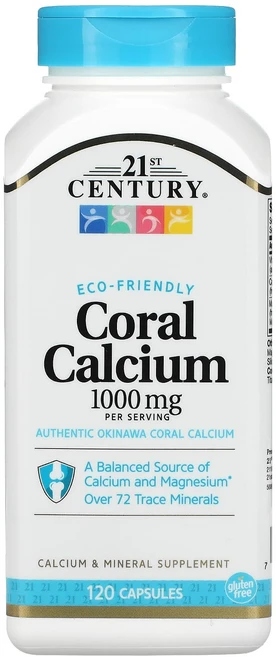 21st Century 산호 칼슘 1000mg 캡슐 120정(캡슐 1정당 250mg), 21stCentury산호칼슘1000mg캡슐120정캡슐1, 1개, 120정 - 쿠팡