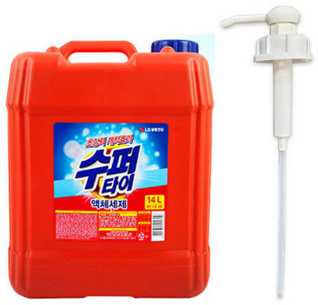 수퍼타이액체+펌프 세탁세제 대용량 드럼겸용, 1개, 14L