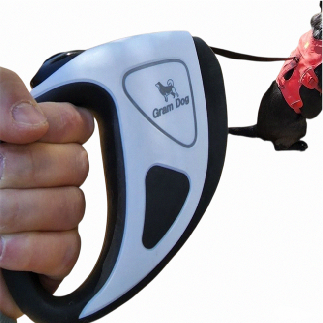 강아지 자동 리드줄 애견 대형견 목줄 개목줄 산책줄, 화이트+블랙, 1개