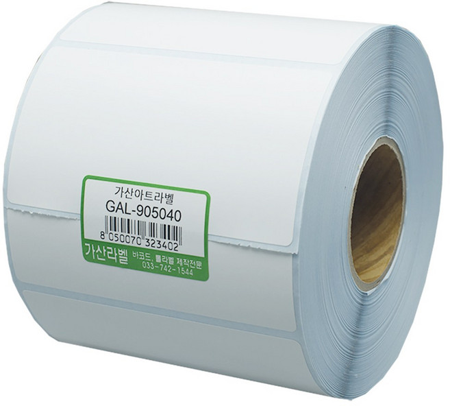 가산라벨 아트지 90X50mm 지관40mm 바코드 롤라벨 스티커(1 000장) GAL-905040
