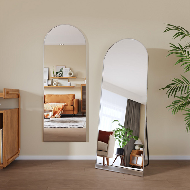 뷰티피크 아치형 전신거울 3in1 스탠드 벽걸이 거치형 강화안전유리, 실버