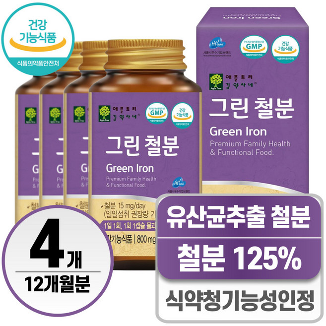 여성 철분제 식약청인증 헬시위듀 임산부 철분영양제, 4개, 90정