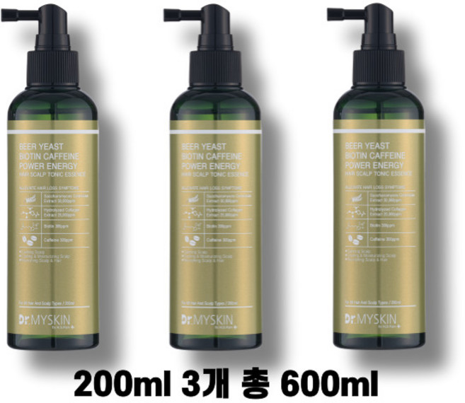 1+1+1/탈모증상완화기능성/맥주효모 어성초 비오틴 카페인 파워 에너지 헤어 두피토닉 에센스200ml, 200ml, 3개