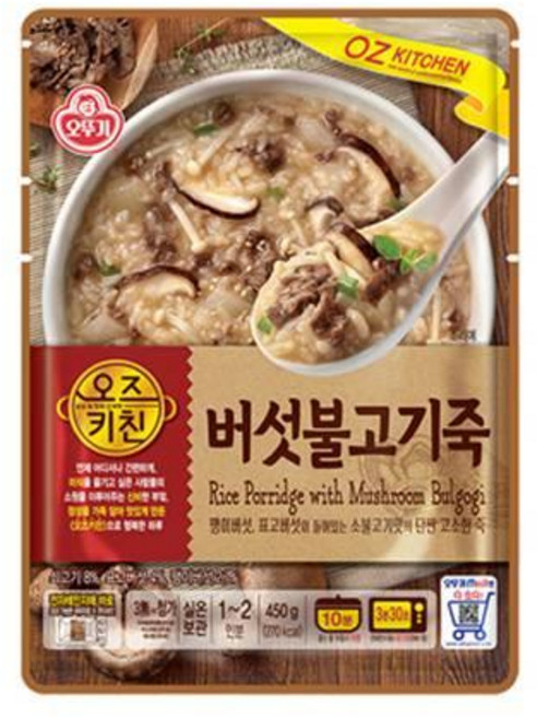 오뚜기 오즈키친 버섯불고기죽 18개 1세트, 450g, 2개