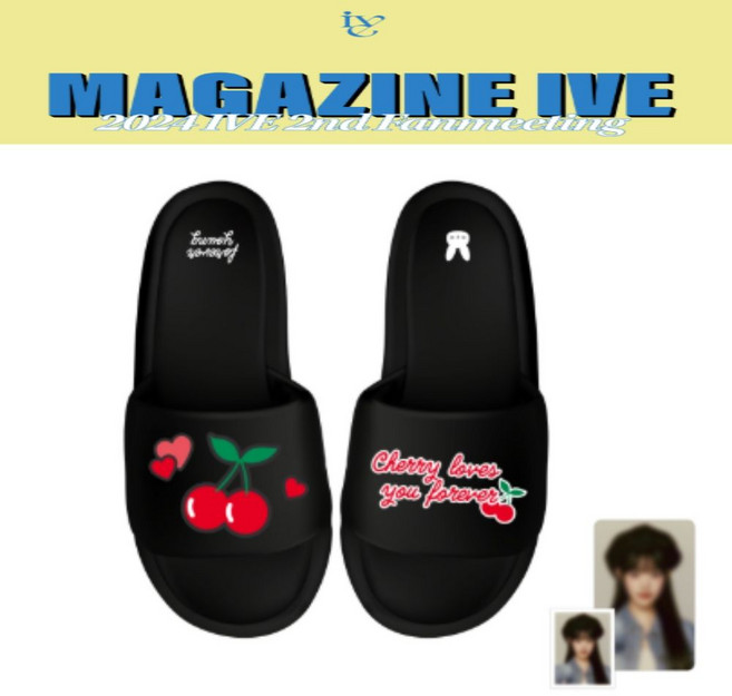 2024 IVE 2nd Fanmeeting MAGAZINE IVE - 슬리퍼 L SIZE(장원영/JANGWONYOUNG), 검은색, .