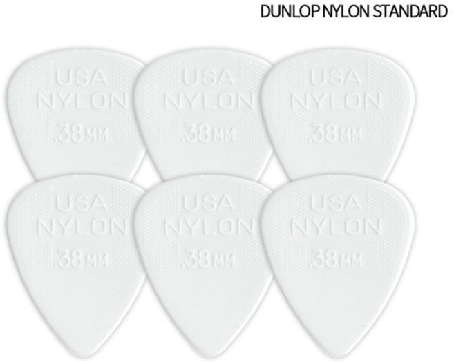 던롭 픽. 44R STANDARD 나일론 소재의 미끄럼 방지 어쿠스틱 기타 픽. 두께 0.380.460.600.730.881.00mm., 01 CHINA, [04] 6 pieces -44R0.38mm