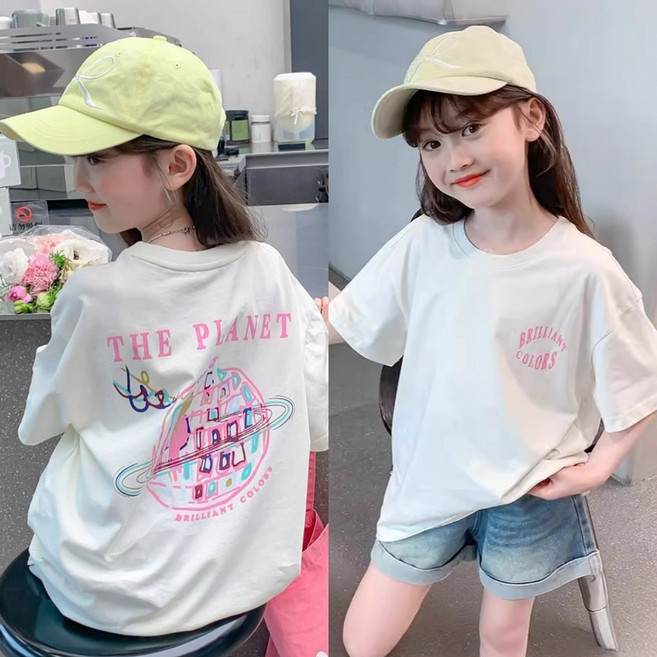 삐삐네옷가게 여아 초등학생 플래닛 여름 반팔 티셔츠
