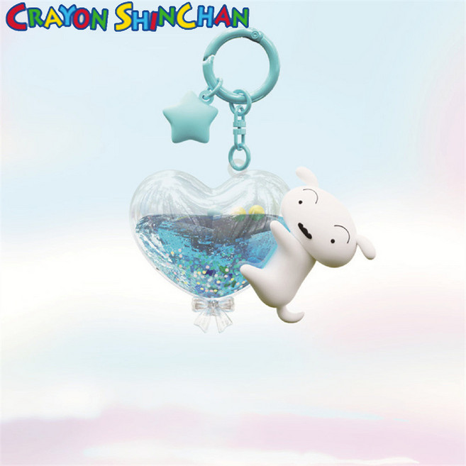 정품 짱구 오일링 하트풍선 키링 가방고리 야광 키홀더, 1개, 흰둥이