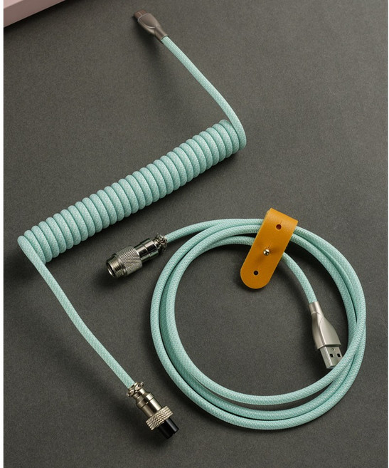 라보테 고급 항공 코일 키보드 케이블 파스텔 컬러 USB to C, 1개, 민트, 1.5m