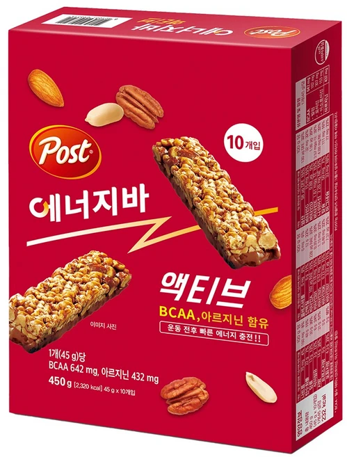 포스트 에너지바 액티브 450g, 10개 - 쿠팡