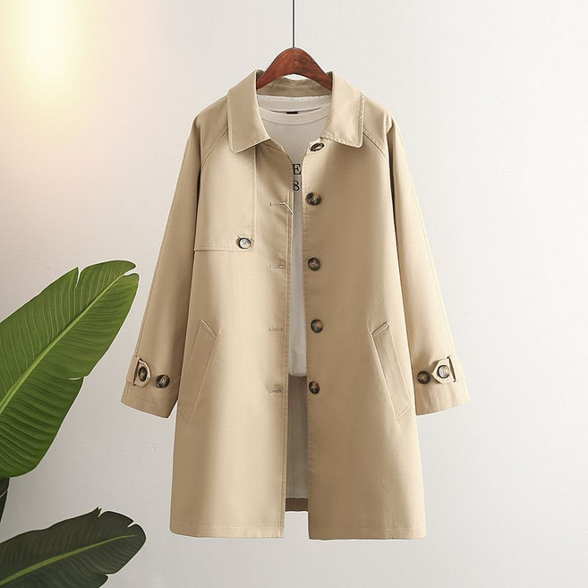 여성 트렌치코트 점퍼 중기장 폴로칼라 봄가을 루즈핏 트렌치 자켓