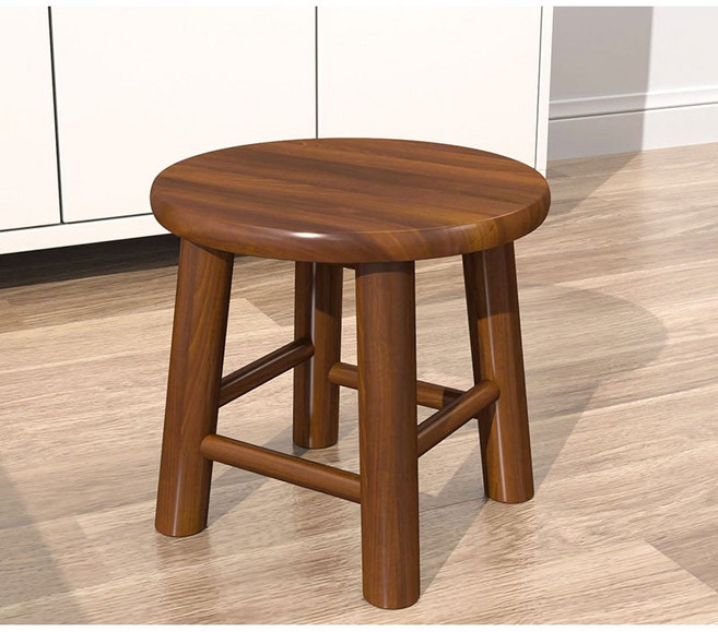 바이췬 모던 미니 원형 스툴 가정용 다기능 블랙 원통형 의자, 걸상-호두, 1개