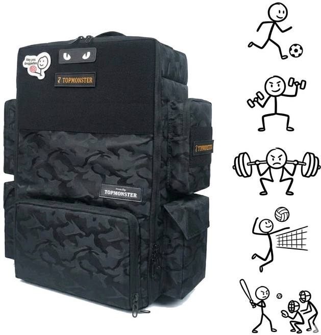 탑몬스터 2026년 스포츠 55L 남자 헬스 운동 대용량 가방 백팩 카모밀리터리 짐백