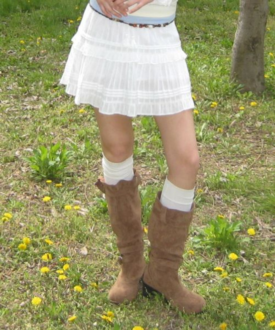 whoau Dobby Short Tiered Skirt / WHWHG2535F