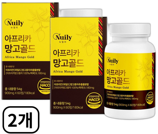 아프리카 와일드망고 종자추출물 씨앗 Wild Mango Seed 모로오렌지 정제형 식약처 haccp 인증, 2개, 60정