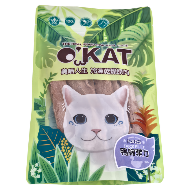 O'KAT 美喵人生 犬貓用 冷凍乾燥原肉, 鴨胸菲力, 40g, 1包