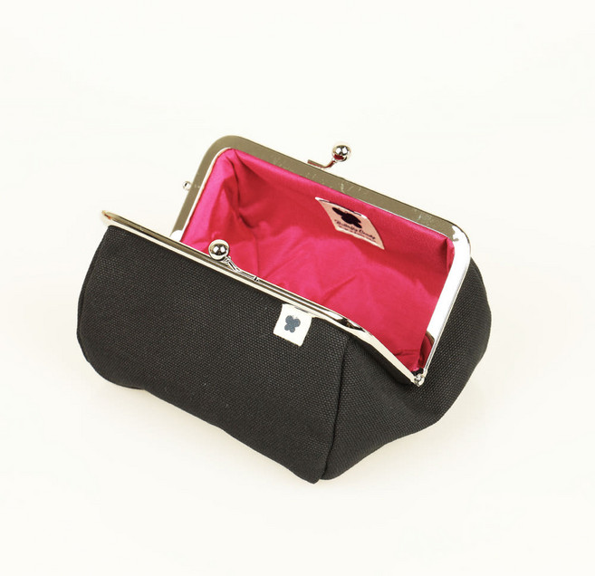 가마구치 파우치 일본 핸드메이드 똑딱이 화장품가방 메이크업백 아메카지 블랙