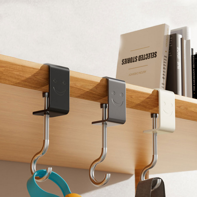 라온파인 스마일 책상 가방 걸이 무타공 사무실 학생 데스크 정리 후크, 1개, 베이지