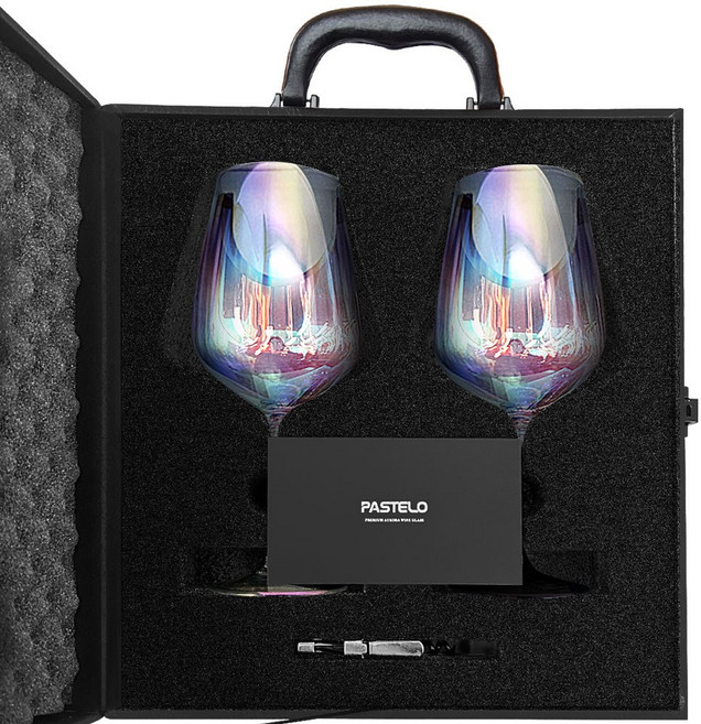 파스텔로 오로라 와인잔 2P 캐리어 포함 피크닉 캠핑, 1세트, 550ml