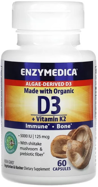 엔자이메디카 유기농 D3 + 비타민 K2 60 캡슐, 1개, 60정, 60정 - 쿠팡