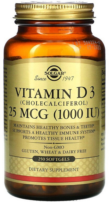 솔가 비타민 D3 (콜레칼시페롤) 1000IU 타블렛, 250정, 1개