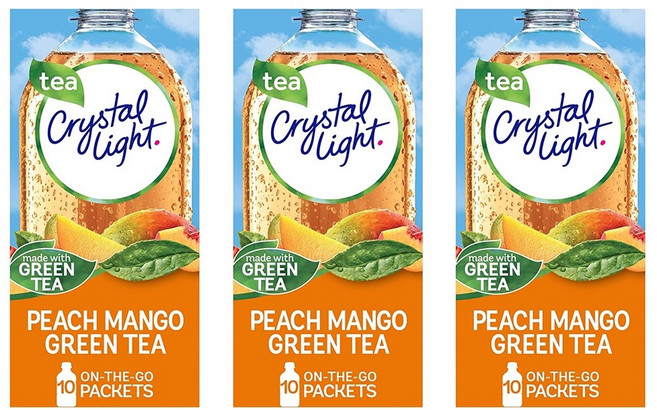 3개 세트 크리스탈라이트 피치 망고 그린티 온더고 파우더 음료 10팩 코스트코 분말, 30개