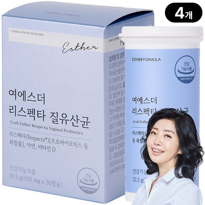 [본사직영] 여에스더 리스펙타 질 유산균 여성 질건강 유산균, 4개, 30정