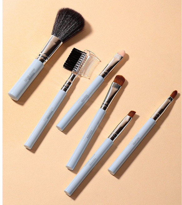 온일상 휴대용 메이크업 브로쉬 6종, 1세트, 블루