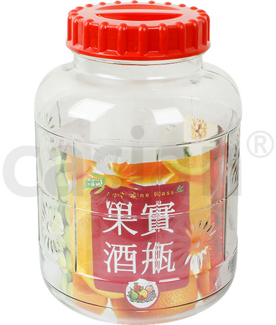 카시안 대신 과실주병(국화 10L) 담금 유리 술병 과일청 과일주 매실통 밀폐 저장 용기, 1개