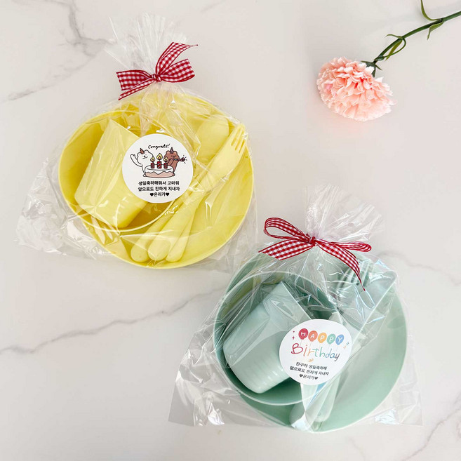 이케아 KALAS 어린이 식기세트 생일답례품 단체선물 개별포장 6개, 혼합색상