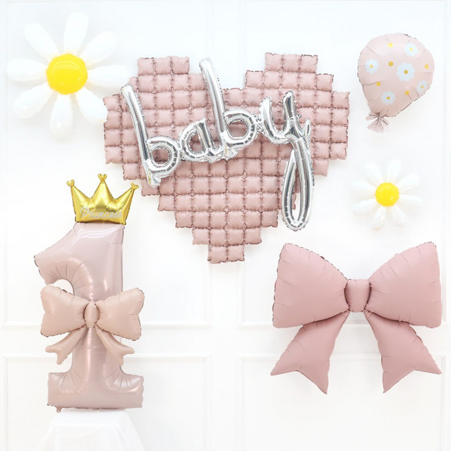 파티짱 베이비 돌 잔치 풍선 세트 생일 장식 홈파티, 1개, 핑크