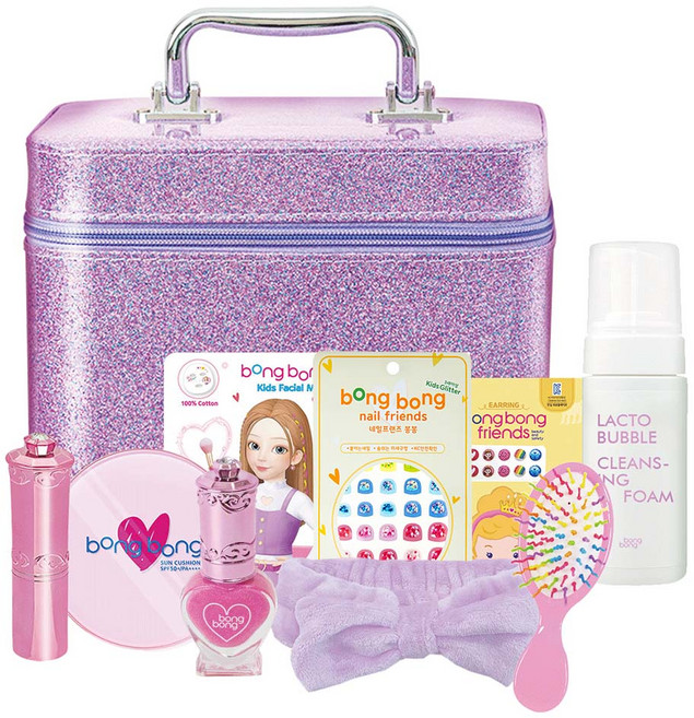 봉봉프렌즈 어린이 키즈 천연 저자극 화장품 초등학생 여아 선물 세트 메이크업박스 10종, 1개